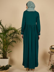 Embroidered Modest Green Abaya Burqa with Matching Hijab