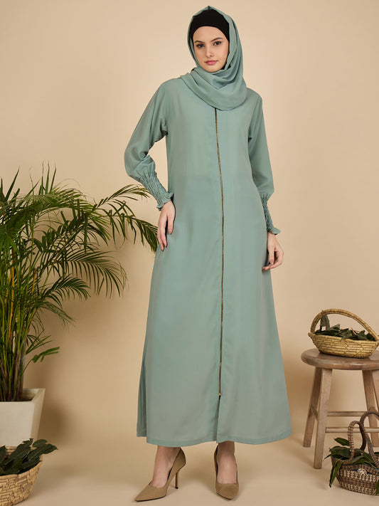 Modest Front Open Zip Abaya Burqa with Matching Hijab