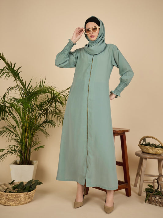 Modest Front Open Zip Abaya Burqa with Matching Hijab