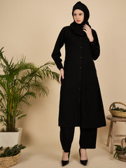 Front Open Black Co-Ord Set for Women