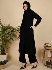 Front Open Black Co-Ord Set for Women