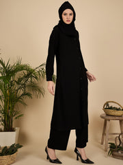 Front Open Black Co-Ord Set for Women