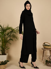 Front Open Black Co-Ord Set for Women