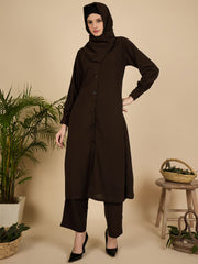 Front Open Brown Co-Ord Set for Women