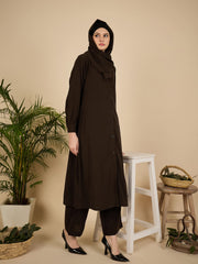 Front Open Brown Co-Ord Set for Women