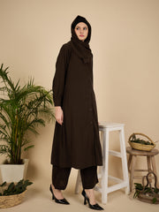 Front Open Brown Co-Ord Set for Women