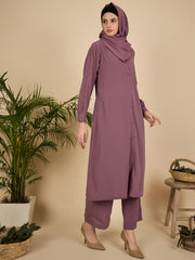 Front Open Puce Pink Co-Ord Set for Women