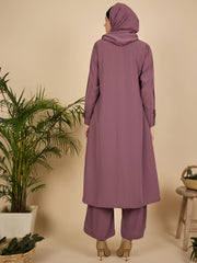 Front Open Puce Pink Co-Ord Set for Women