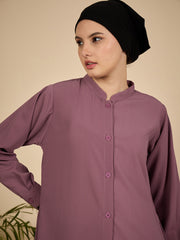 Front Open Puce Pink Co-Ord Set for Women