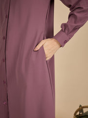 Front Open Puce Pink Co-Ord Set for Women