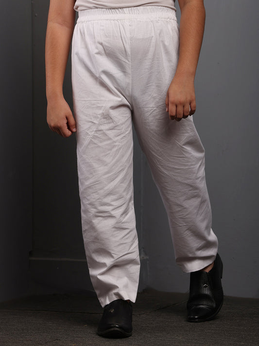 White Solid Pajama For Kids Boys