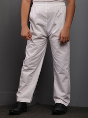 White Solid Pajama For Kids Boys