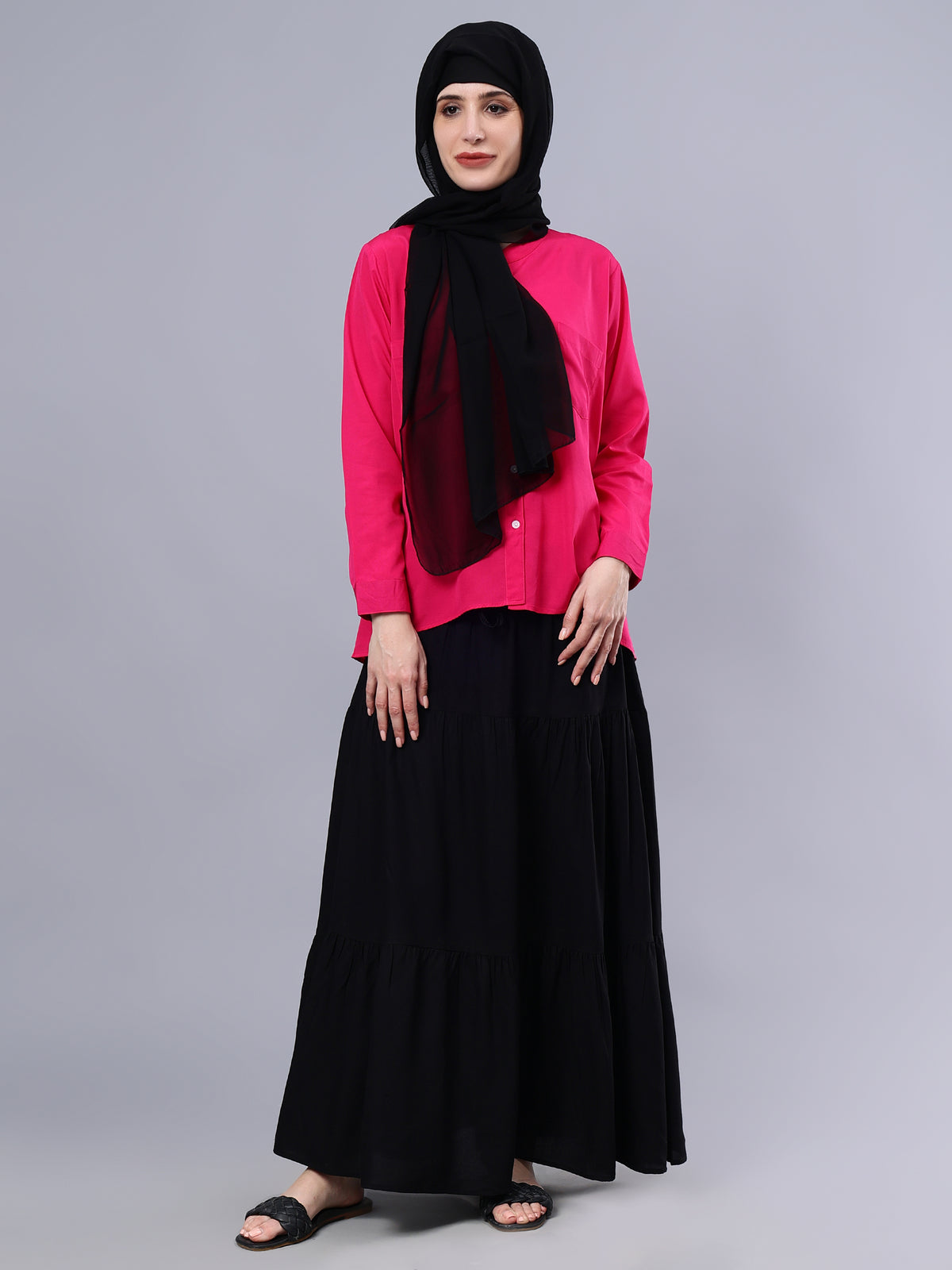 Black Solid Maxi Casual Skirt For Girls & Women