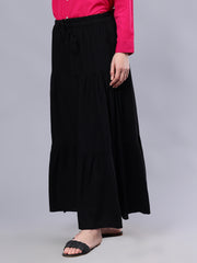 Black Solid Maxi Casual Skirt For Girls & Women