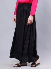 Black Solid Casual Skirt For Girls & Women