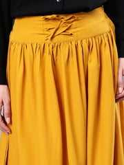 Mustard Solid Casual Maxi Skirt For Girls & Women