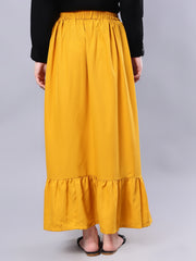 Mustard Solid Casual Maxi Skirt For Girls & Women