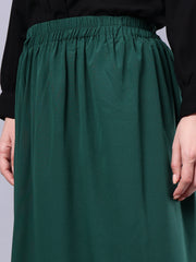 Bottle Green Solid Maxi Skirt For Girls & Women
