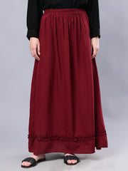 Maroon Solid Maxi Skirt For Girls & Women