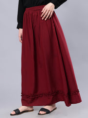 Maroon Solid Maxi Skirt For Girls & Women