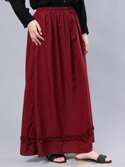 Maroon Solid Maxi Skirt For Girls & Women