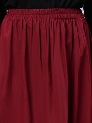 Maroon Solid Maxi Skirt For Girls & Women