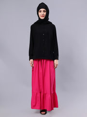 Pink Solid Casual Maxi Skirt For Girls & Women