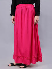 Pink Solid Casual Skirt For Girls & Women