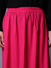 Pink Solid Casual Skirt For Girls & Women