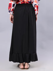 Black Solid Maxi Skirt With Attached Trouser