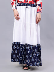 White Solid Maxi Casual Skirt For Girls & Women