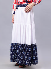 White Solid Maxi Casual Skirt For Girls & Women
