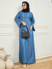 Denim Abaya/Burqa with Black Georgette Hijab