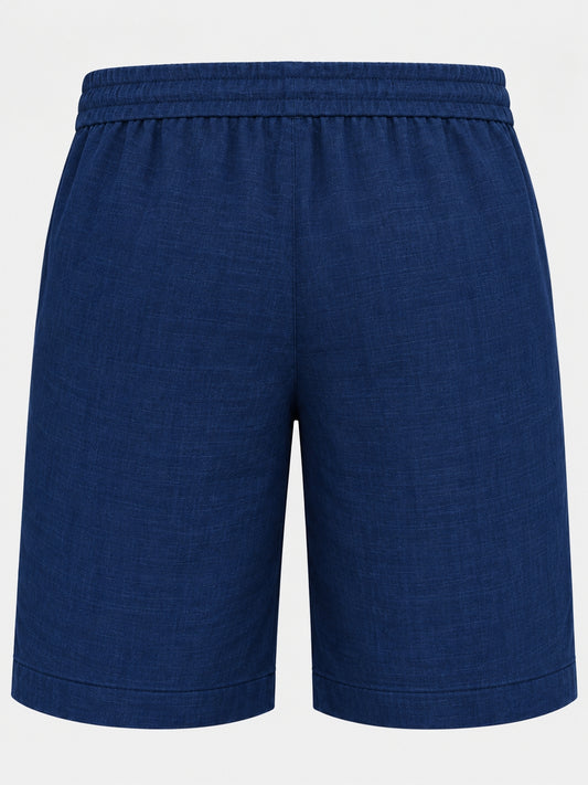 Navy Blue Natural Linen Shorts for Men