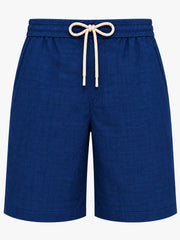 Navy Blue Natural Linen Shorts for Men
