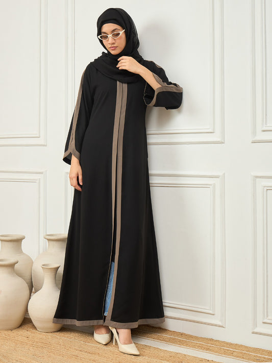 Black Aline Abaya/Burqa with Black Georgette Hijab