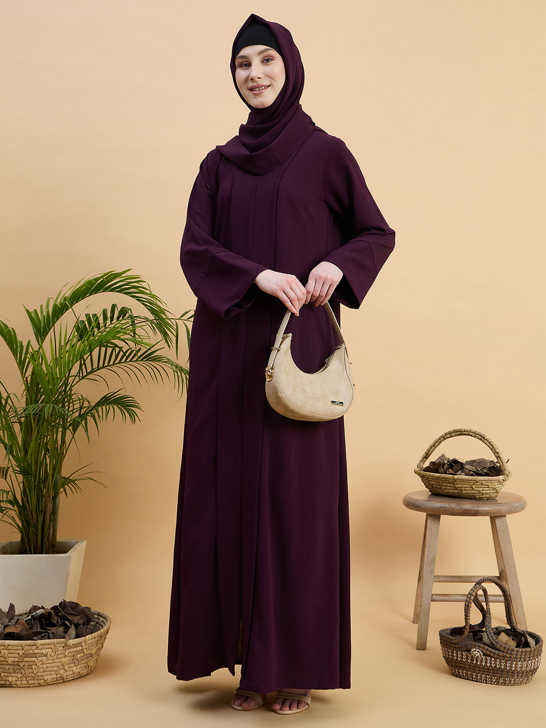 Modest Purple Abaya Burqa with Matching Hijab