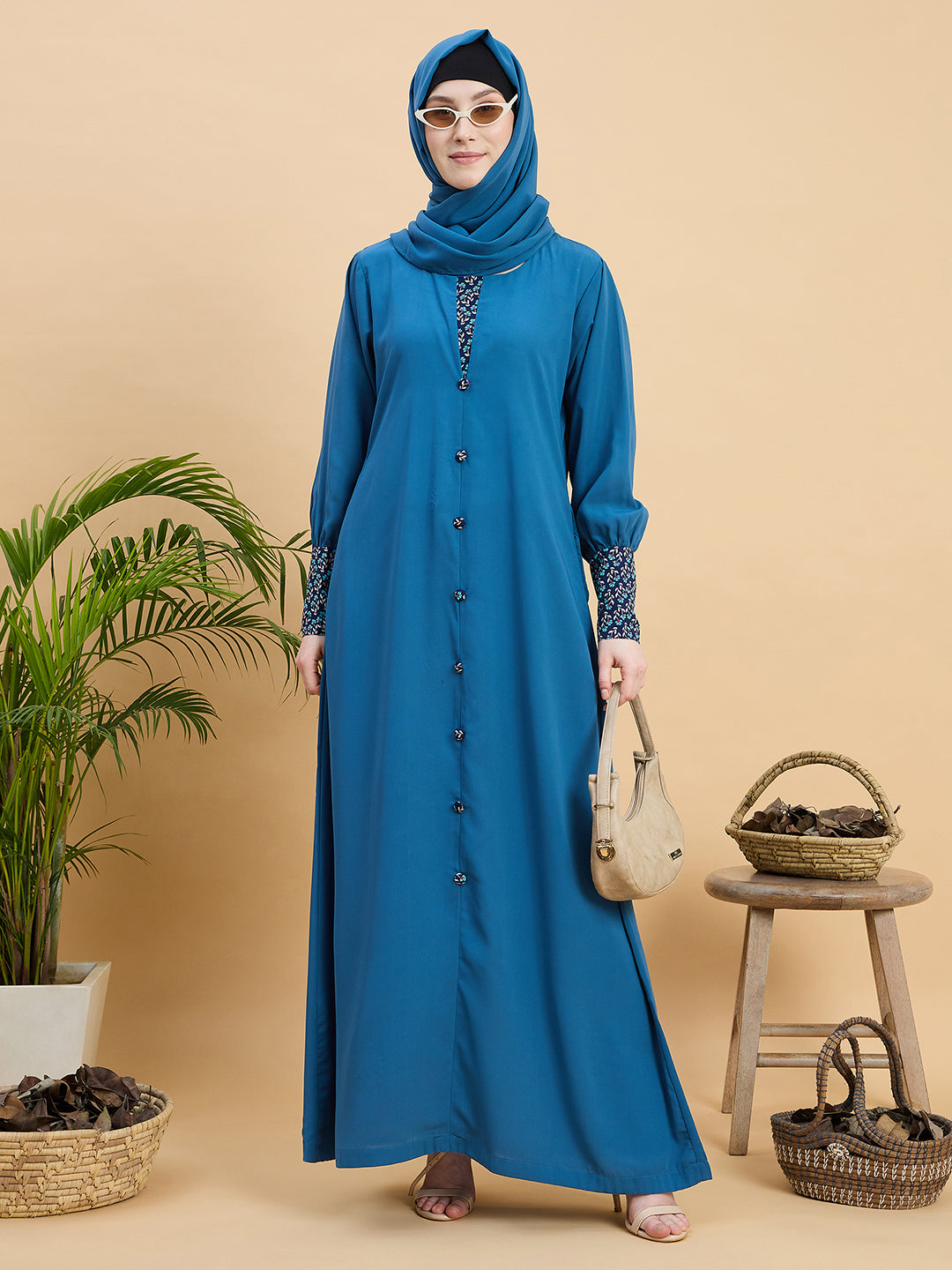 Sky Blue Modest Abaya Burqa with Matching Hijab