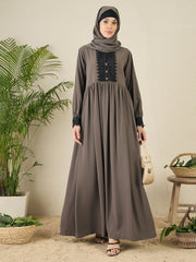 Grey Lace Work Abaya Burqa with Matching hijab