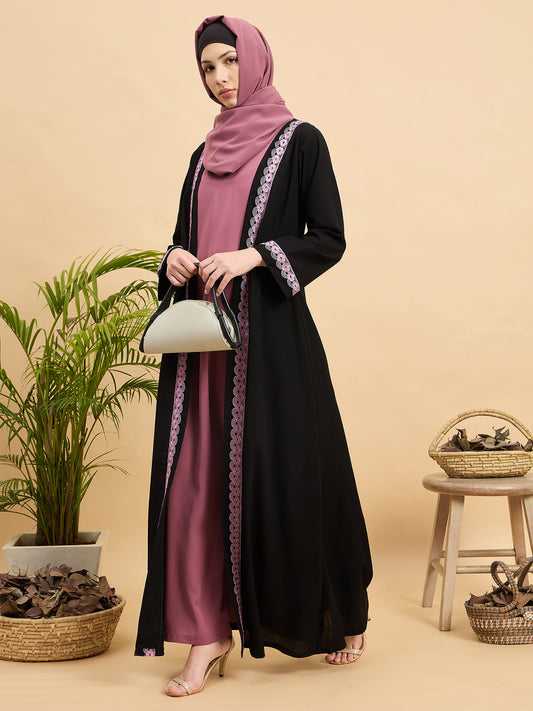 Modest Lace Abaya Burqa with Matching Hijab for Women