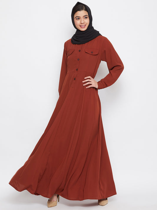 Abaya Dress for Women with Black Georgette Hijab