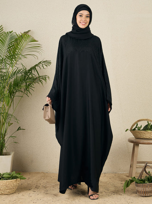 Black Loose Kaftan Abaya for Women with Black hijab