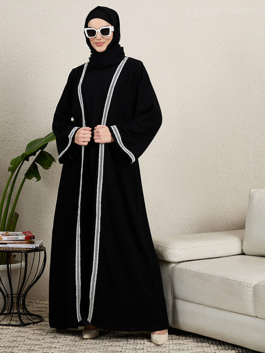 2 Piece Shrug Set Abaya with Black Scarf