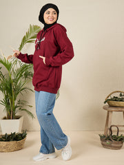 Modest Maroon Fleece Sabr Winter Women's Hoodie