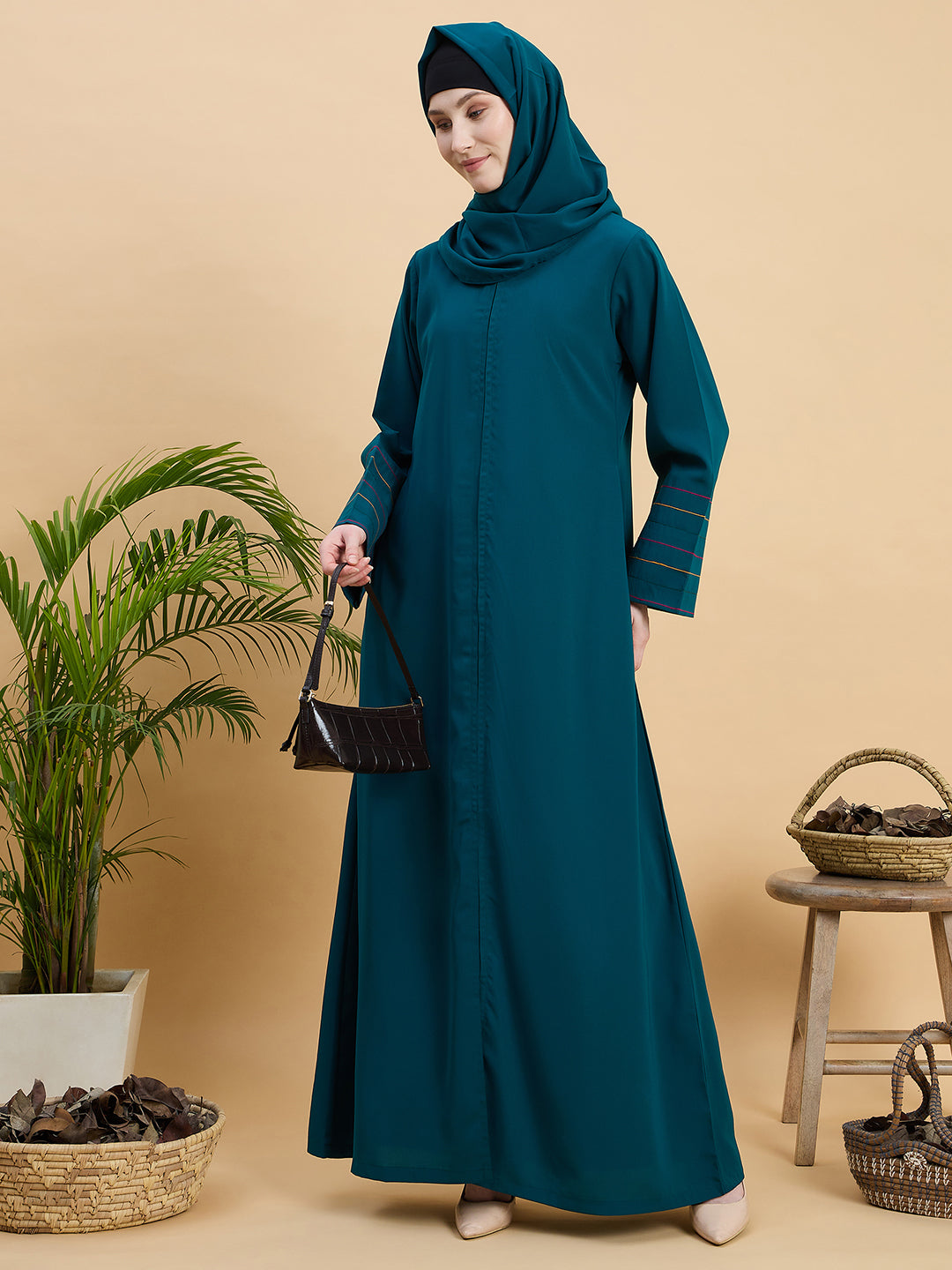 Bottle Green Modest Abaya Burqa with Matching Hijab