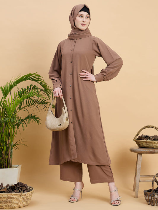 Modest Front Open Co-ord Set with Matching Hijab