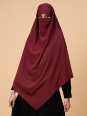 Single-Layer Maroon Solid Khimar Prayer Hijab for Women