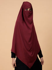 Single-Layer Maroon Solid Khimar Prayer Hijab for Women