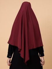 Single-Layer Maroon Solid Khimar Prayer Hijab for Women