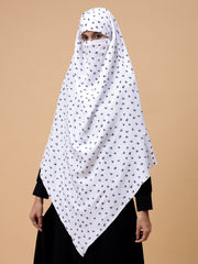 Single-Layer White Printed Khimar Prayer Hijab for Women